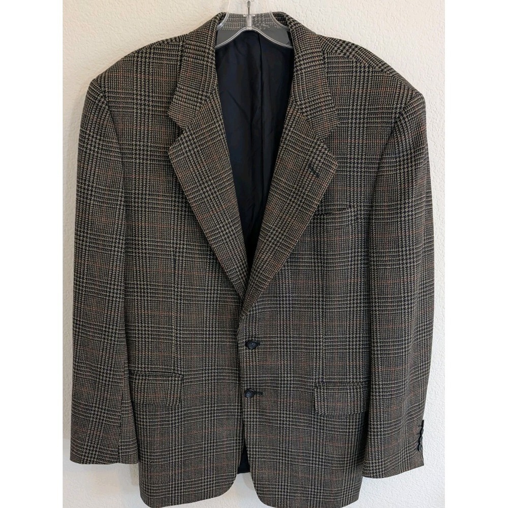 Canali Blazer Wool Lana Cashmere Brown Glen Plaid Mens 48R (42/44R Actual) Italy